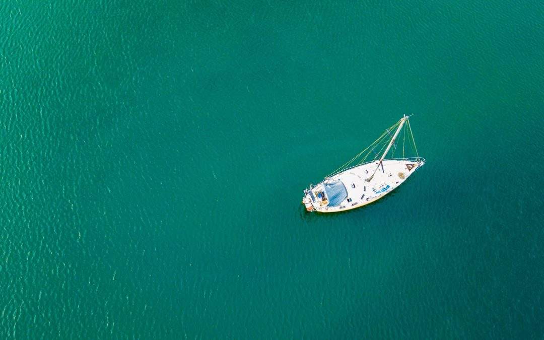 Sailboat viewed from above